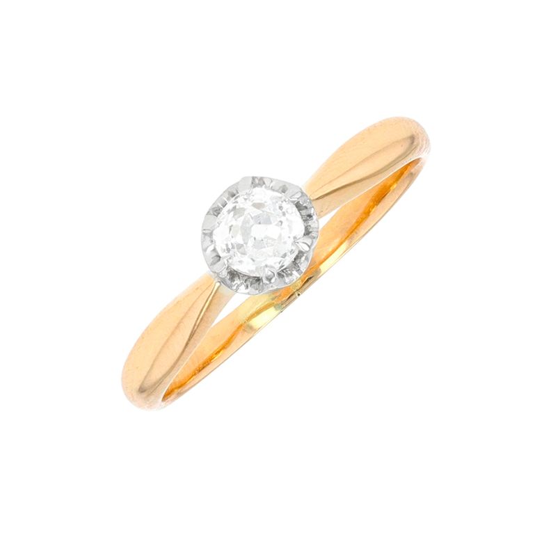 Solitaire vintage diamant 0.23 carat 2 ors 2.26g Comme neuf -  reconditionné disponible sur Gemme Les Bijoux